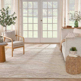 Area Rug, Runner 7'9" x 9'9" in Beige Wool