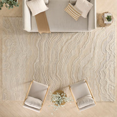 Area Rug, Runner 7'9" x 9'9" in Beige Wool