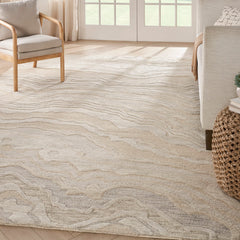 Area Rug, Runner 7'9" x 9'9" in Beige Wool