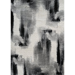Area Rug, Shag Polypropylene, 8'9" x 12'2" in Black and Gray
