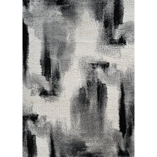 Area Rug, Shag Polypropylene, 8'9" x 12'2" in Black and Gray
