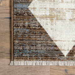 Area Rug with Checkered Pattern in Brown and Beige