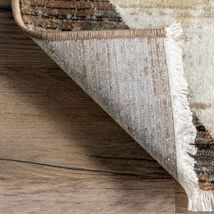 Area Rug with Checkered Pattern in Brown and Beige
