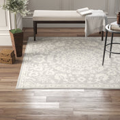 Area Rug, Wool, 8 ft x 10 ft with Gray and Silver Finish