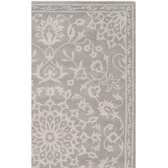 Area Rug, Wool, 8 ft x 10 ft with Gray and Silver Finish