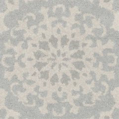 Area Rug, Wool, 8 ft x 10 ft with Gray and Silver Finish