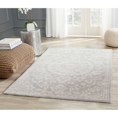 Area Rug, Wool, 8 ft x 10 ft with Gray and Silver Finish
