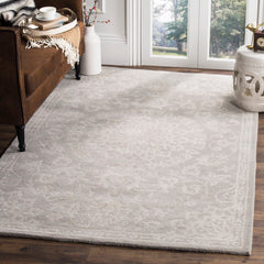 Area Rug, Wool, 8 ft x 10 ft with Gray and Silver Finish