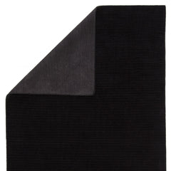Area Rug, Wool and Viscose Blend in Jet Black with Striped Texture
