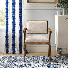Arm Chair with Linen Seat and Solid Wood Frame