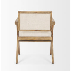 Arm Chair with Linen Seat and Solid Wood Frame