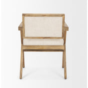 Arm Chair with Linen Seat and Solid Wood Frame