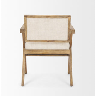 Arm Chair with Linen Seat and Solid Wood Frame