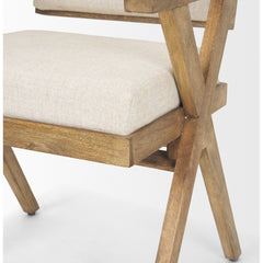 Arm Chair with Linen Seat and Solid Wood Frame