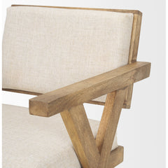 Arm Chair with Linen Seat and Solid Wood Frame