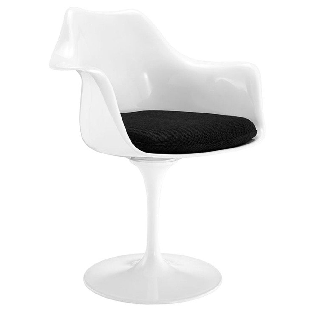 Armchair, Black Fabric Upholstery with Swivel Base