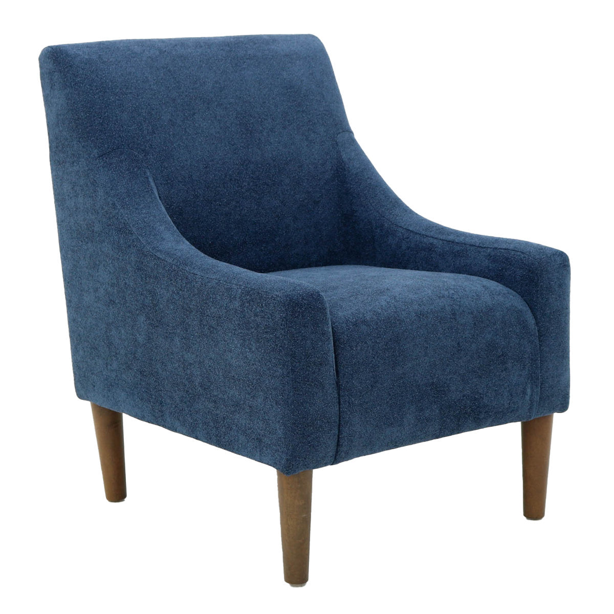 Armchair, Blue Polyester Blend with Walnut Solid Wood Legs