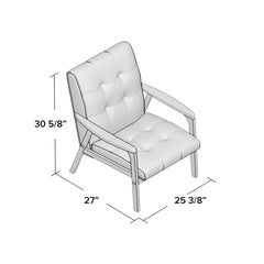 Armchair, Brown Faux Leather with Solid Wood Frame