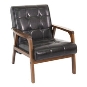 Armchair, Brown Faux Leather with Solid Wood Frame