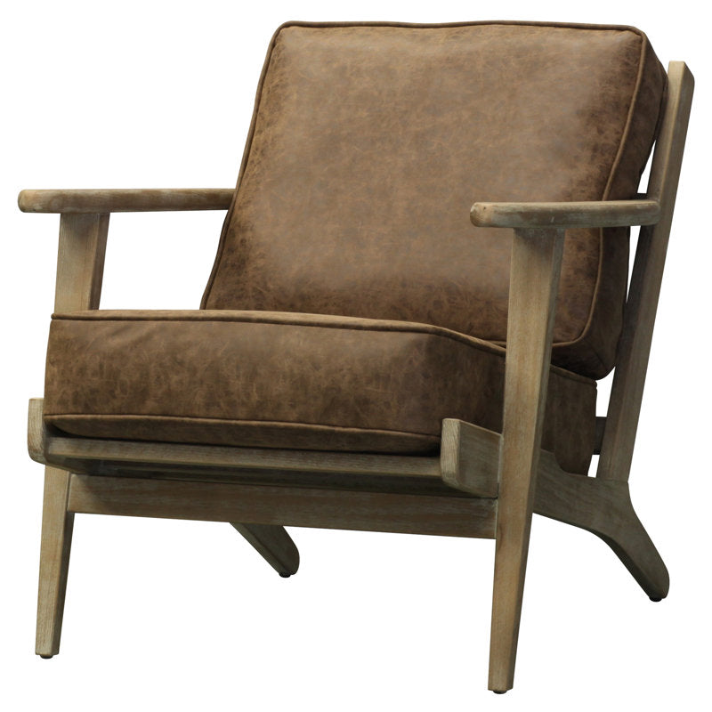Armchair, Chocolate Brown Faux Leather with Brushed Smoke Legs
