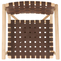 Armchair, Cognac Genuine Leather, Natural Sungkai Wood Legs