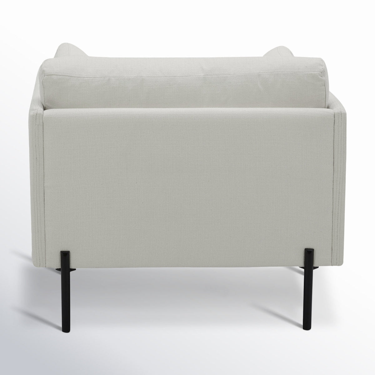 Armchair, Cotton Upholstery with Square Arms and Black Metal Legs