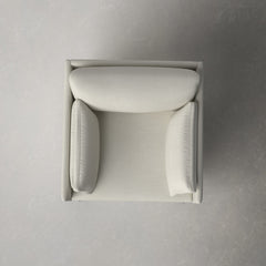 Armchair, Cotton Upholstery with Square Arms and Black Metal Legs