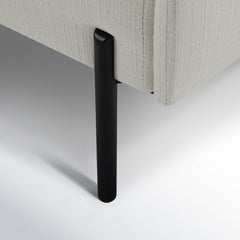 Armchair, Cotton Upholstery with Square Arms and Black Metal Legs