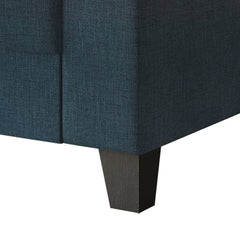 Armchair, Dark Blue Linen with Black Legs