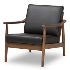 Armchair, Faux Leather Upholstery with Dark Walnut Legs