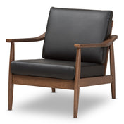 Armchair, Faux Leather Upholstery with Dark Walnut Legs