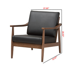 Armchair, Faux Leather Upholstery with Dark Walnut Legs