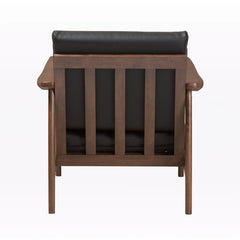 Armchair, Faux Leather Upholstery with Dark Walnut Legs