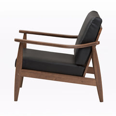 Armchair, Faux Leather Upholstery with Dark Walnut Legs