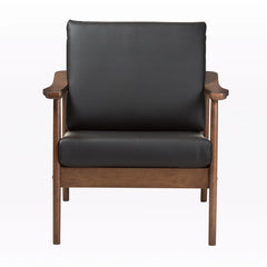 Armchair, Faux Leather Upholstery with Dark Walnut Legs