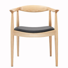 Armchair, Genuine Leather Upholstery, Solid Ash Frame, Beige