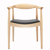 Armchair, Genuine Leather Upholstery, Solid Ash Frame, Beige