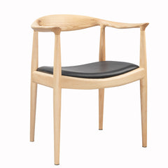Armchair, Genuine Leather Upholstery, Solid Ash Frame, Beige