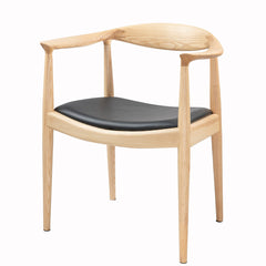 Armchair, Genuine Leather Upholstery, Solid Ash Frame, Beige