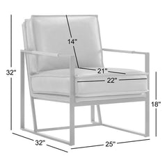 Armchair, Genuine Leather with Black Metal Legs in Mahogany