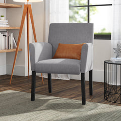Armchair, Gray Linen Blend with Medium Gray Legs
