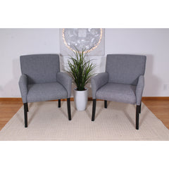 Armchair, Gray Linen Blend with Medium Gray Legs