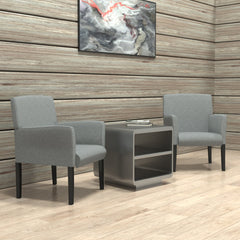 Armchair, Gray Linen Blend with Medium Gray Legs