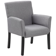 Armchair, Gray Linen Blend with Medium Gray Legs