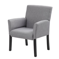 Armchair, Gray Linen Blend with Medium Gray Legs