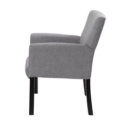 Armchair, Gray Linen Blend with Medium Gray Legs