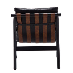 Armchair in Black Faux Leather with Black Legs