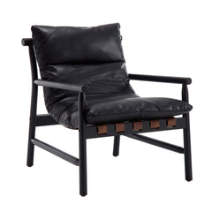 Armchair in Black Faux Leather with Black Legs