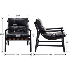 Armchair in Black Faux Leather with Black Legs