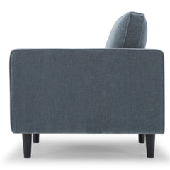 Armchair in Blue Performance Chenille with Matte Black Wood Legs